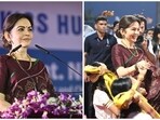 Nita Ambani was felicitated with a humanitarian award in Odisha.  