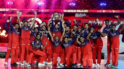 RCB players celebrate their first men's IPL title. (ANI) RCB players celebrate their first men's IPL title. (ANI)
