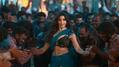 Nora Fatehi in a still from the song Sarke Chunar Teri Sarke. Nora Fatehi in a still from the song Sarke Chunar Teri Sarke.