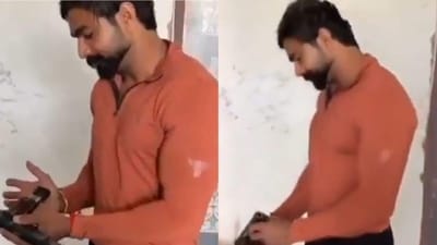 Pawan (in pic) and his cousin, identified as Himanshu (31), had been making a video at home of Pawan loading the gun when he accidentally shot himself. (X/ Screengrab) Pawan (in pic) and his cousin, identified as Himanshu (31), had been making a video at home of Pawan loading the gun when he accidentally shot himself. (X/ Screengrab)