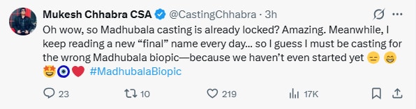 Mukesh Chhabra via his X account. Mukesh Chhabra via his X account.
