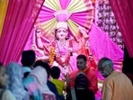 Maa Brahmacharini is worshipped by devotees on the second day of Chaitra Navratri. (Photo by Sunil Ghosh / Hindustan Times)