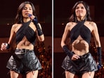 Singer's 'vacuum belly' performance sparks online debate over health concerns. 