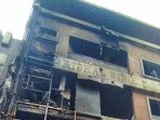 A view of the building gutted by fire in Palam (Hindustan Times)