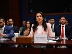 Kash Patel, director of the Federal Bureau of Investigation (FBI), left, and Tulsi Gabbard, director of National Intelligence, during a House Intelligence Committee hearing on worldwide threats in Washington, DC