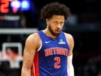 Detroit Pistons guard Cade Cunningham (2) looks on during the first half against the Washington Wizards