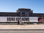 A banner put up for Nancy Guthrie, who has been reported missing since February 1.