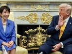 Donald Trump meets with Japanese Prime Minister Sanae Takaichi in the Oval Office at the White House