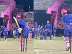 Ravindra Jadeja bowls to Vaibhav Sooryavanshi in the RR nets.