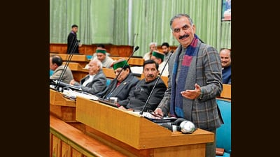 Chief minister Sukhvinder Singh Sukhu addressing the assembly in Shimla on Thursday. (HT photo) Chief minister Sukhvinder Singh Sukhu addressing the assembly in Shimla on Thursday. (HT photo)