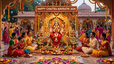 Happy Chaitra Navratri 2026: Celebrate Chaitra Navratri with joy, devotion, and positivity all around. (AI generated image) Happy Chaitra Navratri 2026: Celebrate Chaitra Navratri with joy, devotion, and positivity all around. (AI generated image)