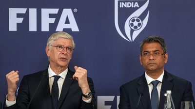 Arsene Wenger and AIFF chief Kalyan Chaubey during a press conference. (PTI) Arsene Wenger and AIFF chief Kalyan Chaubey during a press conference. (PTI)