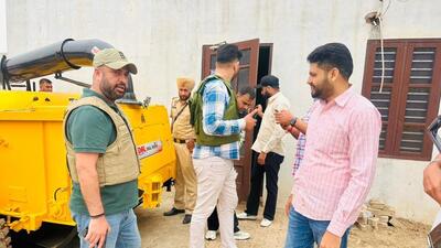 Punjab Anti-Gangster Task Force (AGTF) superintendent of police Bikramjit Singh Brar (in cap) after the encounter in Kaithal district of Haryana on Thursday. (HT Photo) Punjab Anti-Gangster Task Force (AGTF) superintendent of police Bikramjit Singh Brar (in cap) after the encounter in Kaithal district of Haryana on Thursday. (HT Photo)