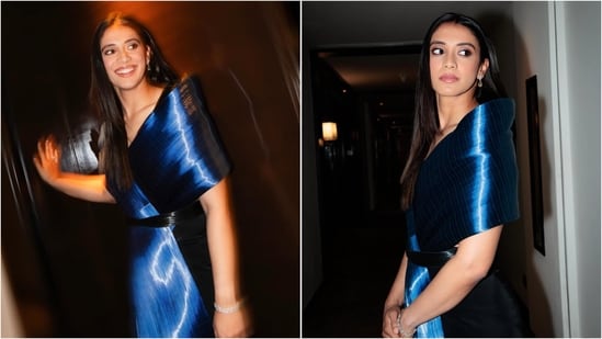 Cricketer Smriti Mandhana shines in stunning blue metallic gown. (Instagram/@smriti_mandhana)