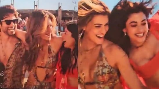 Shahid Kapoor, Kriti Sanon and Rashmika Mandanna in Cocktail 2