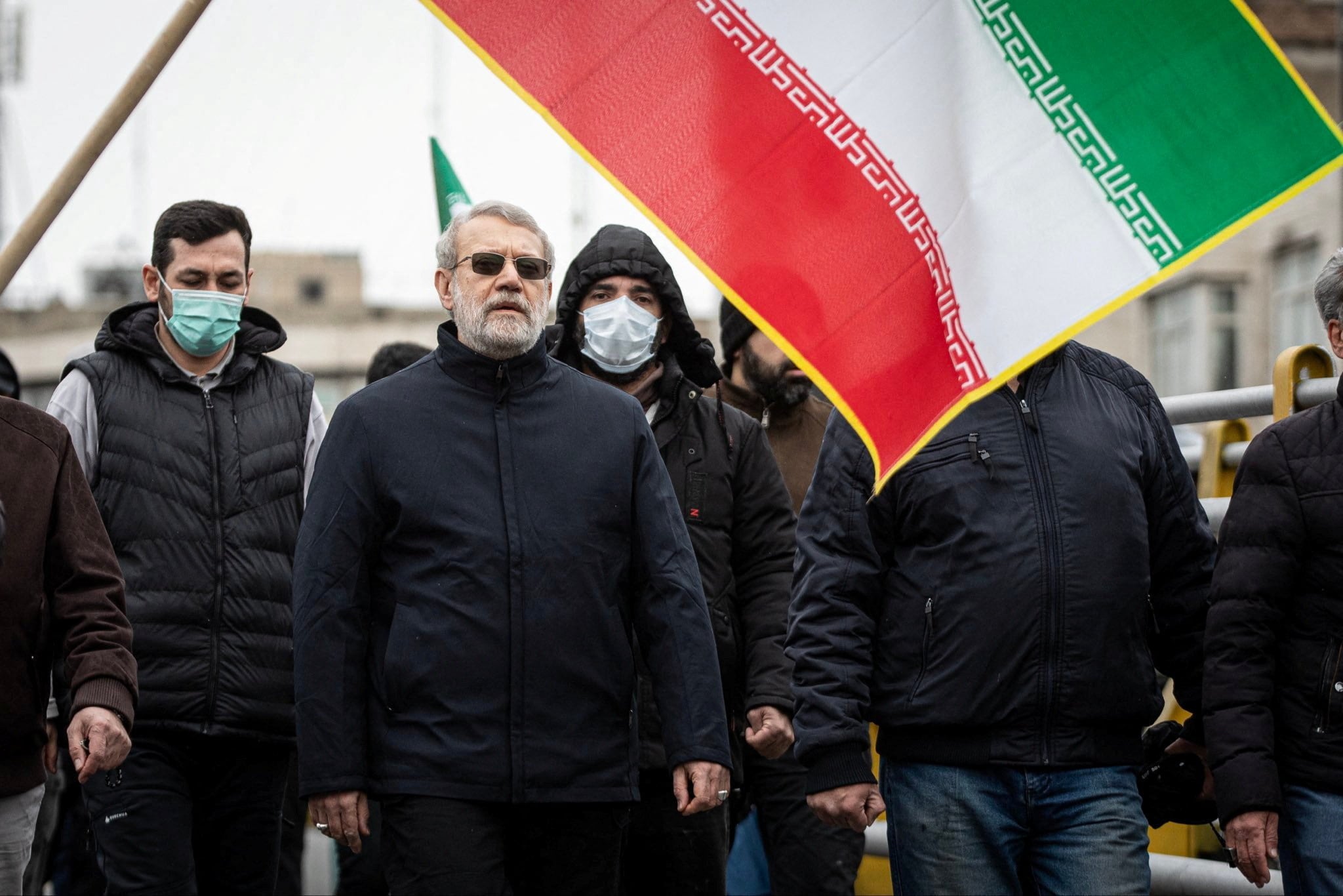 Iranian security chief Ali Larijani during Quds day procession in Tehran on March 13. (via REUTERS)