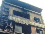A view of the building gutted by fire in Palam (Hindustan Times)