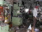 A worker working in factory in Janta Nagar in Ludhiana. (HT Photo)