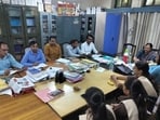 Experts of ELTI-Prayagraj in discussion for redesigning the English curriculum for the DElEd course. (HT FILE PHOTO)