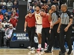 Iowa State Cyclones forward Joshua Jefferson (5) is helped off of the court after suffering an apparent injury