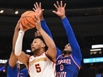 Iowa State Cyclones forward Joshua Jefferson (5) shoots a layup against Tennessee State Tigers forwards Antoine Lorick III 