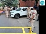 Police personnel keep vigil near the crime spot at Panjab University in Chandigarh on Tuesday. (HT File)