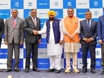 Punjab chief minister Bhagwant Mann during the inauguration of the Tata Steel Plant in Ludhiana district. (PTI)