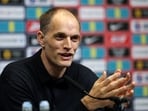 England manager Thomas Tuchel speaks to media during the squad announcement.