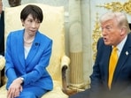 US President Donald Trump and Sanae Takaichi, Japan's prime minister, during a meeting in the Oval Office of the White House. 