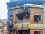 The building where a fire resulted in the death of nine family members on Wednesday. (Vipin Kumar/HT Photo)