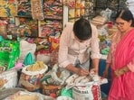 The flours were unlabelled and lacked basic traceability details, raising concerns ahead of Chaitra Navratri. Officials said the action was part of an ongoing inspection drive targeting food items related to fasting. (HT Photo)