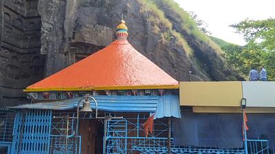 (LOW RES PICS) Pune, India - October 3, 2017: Golden top of a canopy of Ekvira Devi temple karla stolen by unidentified persons in Pune, India, on Tuesday, October 3, 2017. (HT PHOTO)