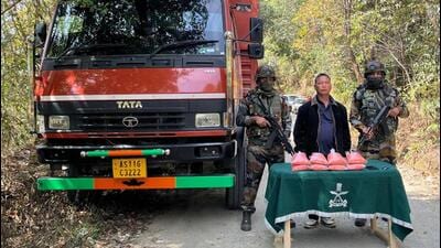 Security forces after the drug bust.