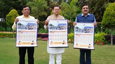 Pushkar Singh Dhami releases the Panchang calendar at his residence in Dehradun. Pushkar Singh Dhami releases the Panchang calendar at his residence in Dehradun.