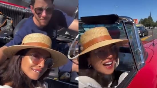 Priyanka Chopra enjoys a car ride with Nick Jonas.