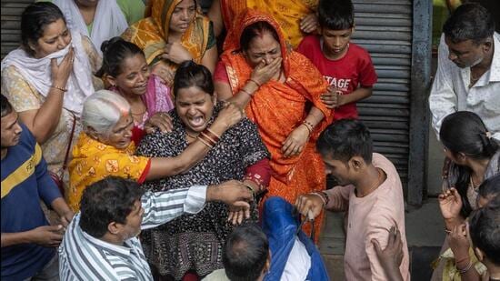 An eight-year-old boy died after falling into a water-filled construction pit in Malad East on Thursday evening at (Satish Bate/Hindustan Times)