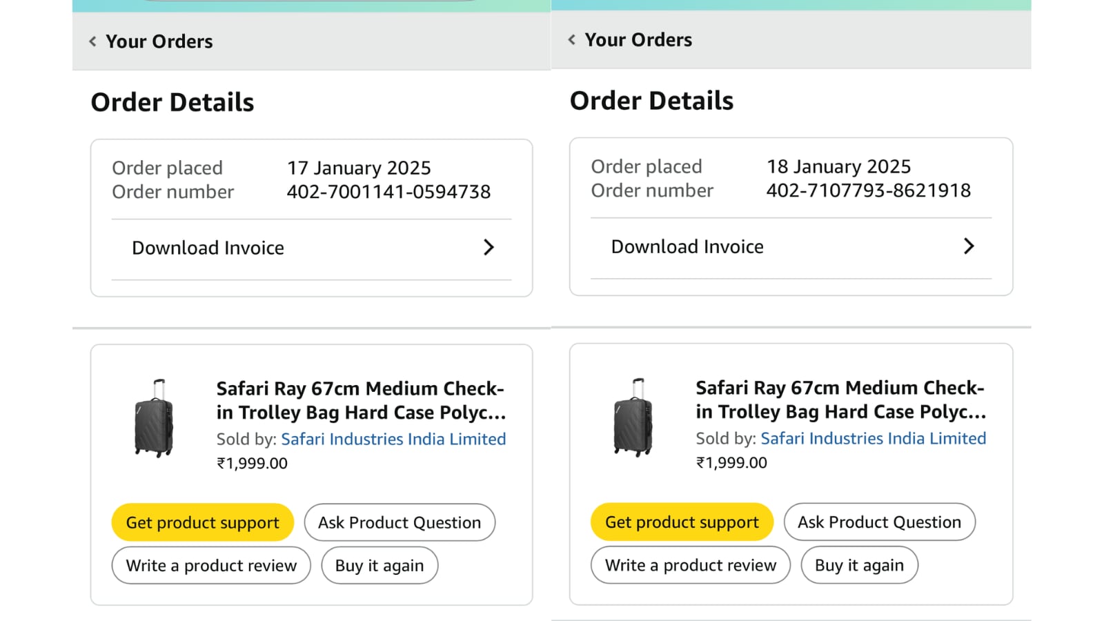 Proof of purchase and the date when the author purchased the suitcases. (Hindustan Times) Proof of purchase and the date when the author purchased the suitcases. (Hindustan Times)