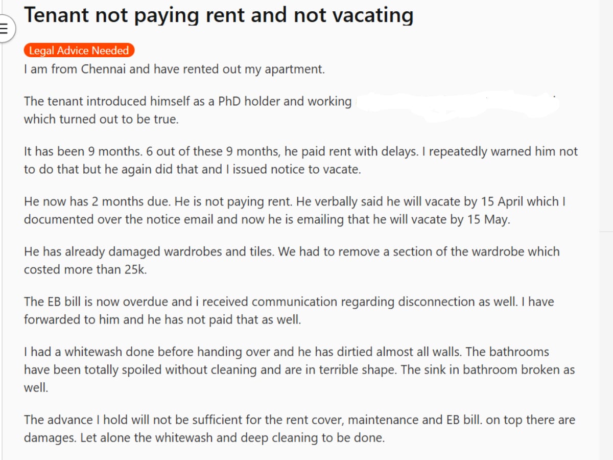 Screengrab of the Reddit post. (Reddit) Screengrab of the Reddit post. (Reddit)