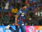 LSG's Mayank Yadav celebrates after taking the wicket of Royal Challengers Bengaluru batter Cameron Green during the 2024 Indian Premier League LSG's Mayank Yadav celebrates after taking the wicket of Royal Challengers Bengaluru batter Cameron Green during the 2024 Indian Premier League