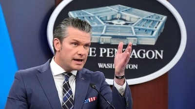Pete Hegseth, the war secretary, said the amount “could move”. (AP) Pete Hegseth, the war secretary, said the amount “could move”. (AP)
