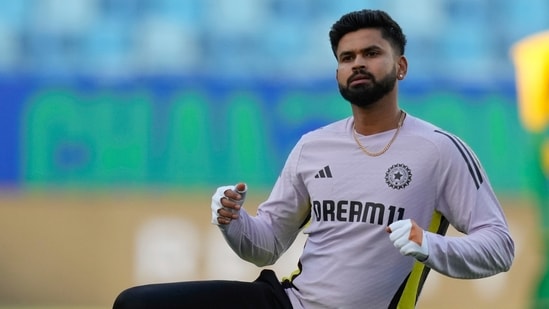 Shreyas Iyer in a practice session. (AP)
