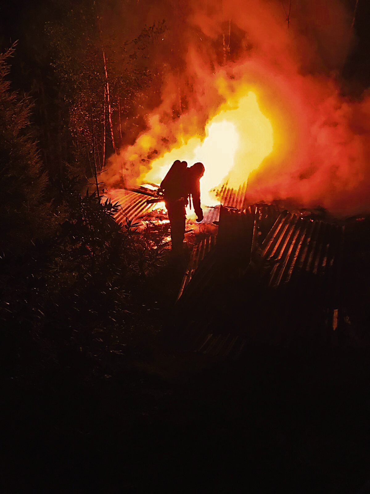 Gudmundsson tackles a house fire in Stockholm.