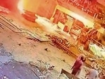 A CCTV grab of the explosion at the knitw ear factory at RK Road in Ludhiana on Sunday. (HT Photo) A CCTV grab of the explosion at the knitw ear factory at RK Road in Ludhiana on Sunday. (HT Photo)