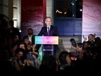 Emmanuel Gregoire, Paris mayoral candidate for Socialist party and head of the "left-wing coalition" delivers a speech after early results suggested he won the second round of the French mayoral election in Paris
