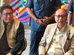 Manipur CM Yumnam Khemchand Singh (right) briefs the media after the meeting in Imphal on Sunday. (HT Photo)