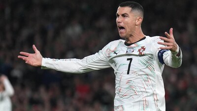 Portugal's Cristiano Ronaldo reacts during a 2026 World Cup qualifier. (AP) Portugal's Cristiano Ronaldo reacts during a 2026 World Cup qualifier. (AP)