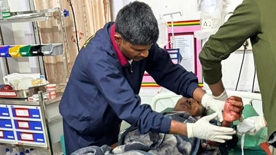 Tinsukia: An injured person receives medical treatment at Assam Medical College and Hospital following an alleged attack at a police commando camp, in Tinsukia district of Assam, Sunday, March 22, 2026. (PTI Photo)(PTI03_22_2026_000036A) (PTI) Tinsukia: An injured person receives medical treatment at Assam Medical College and Hospital following an alleged attack at a police commando camp, in Tinsukia district of Assam, Sunday, March 22, 2026. (PTI Photo)(PTI03_22_2026_000036A) (PTI)