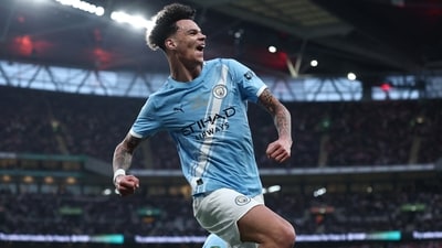 Nico O'Reilly scored both goals in the second half at Wembley Stadium. (REUTERS)
