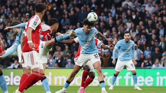 Arsenal vs Manchester City Highlights Carabao Cup Final: Manchester City's Nico O'Reilly scores their second goal.