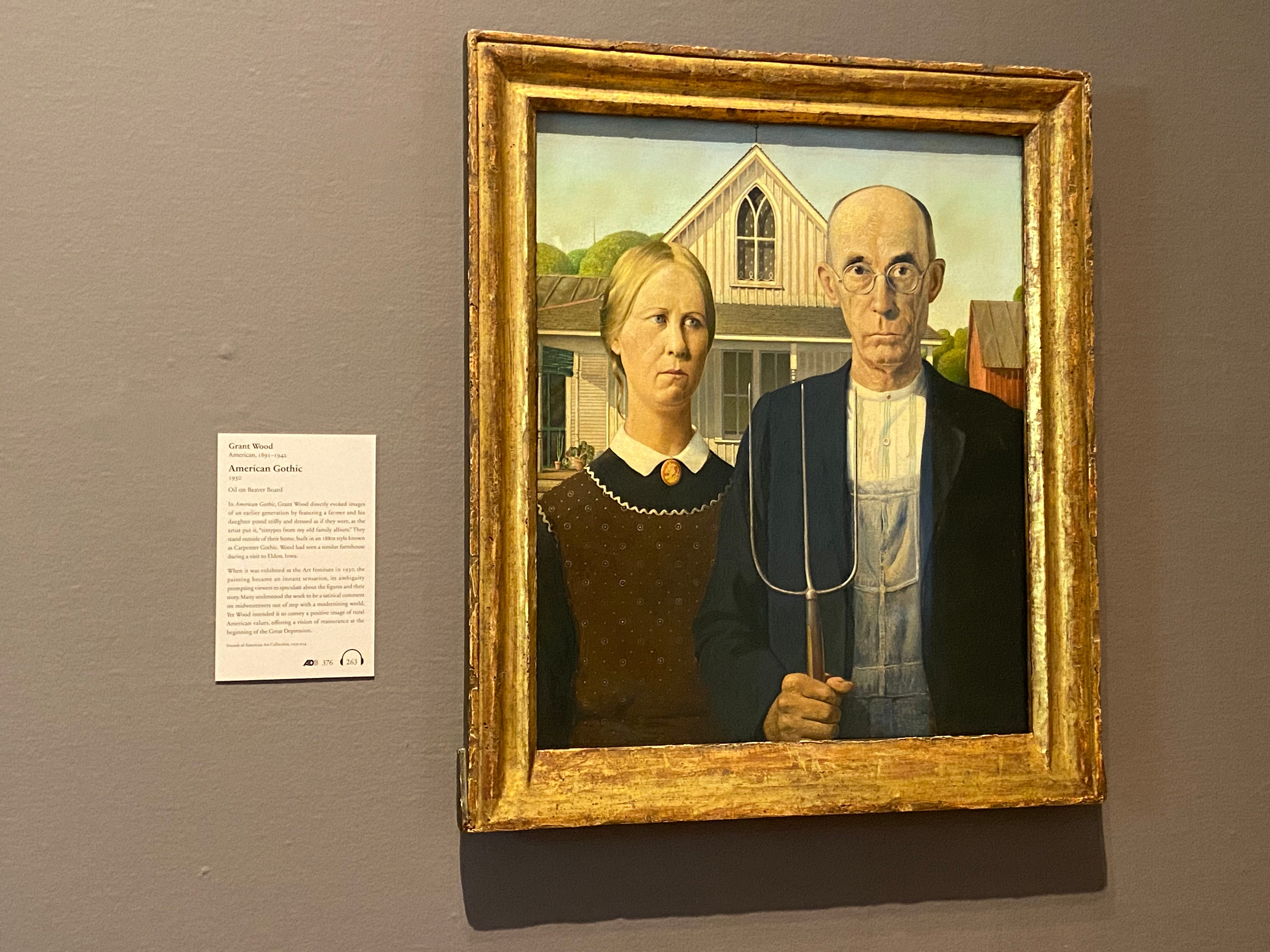 American Gothic by Grant Wood at Art Institute, Chicago.